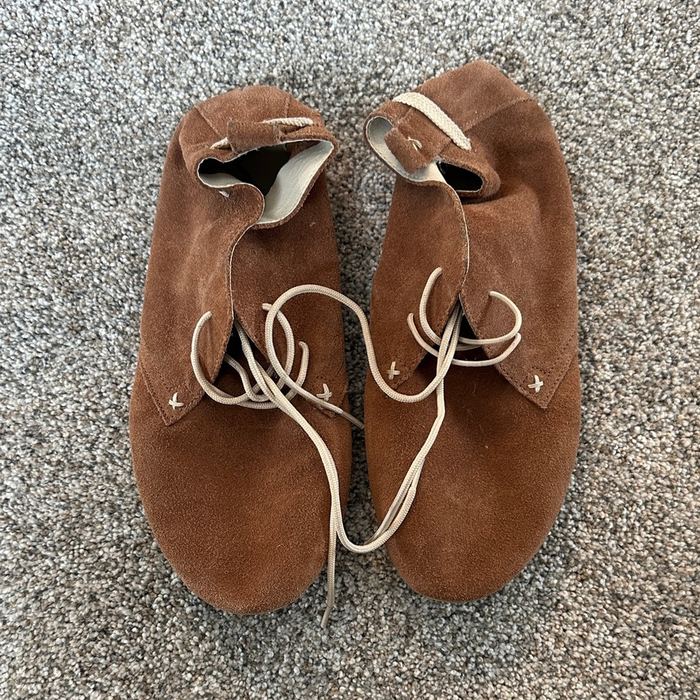 MIA Brown Leather Lace-Up Moccasin Flats